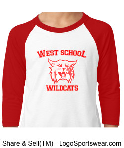 Youth 3/4 Red  Wildcats Mascot West is Best Raglan Shirt Design Zoom